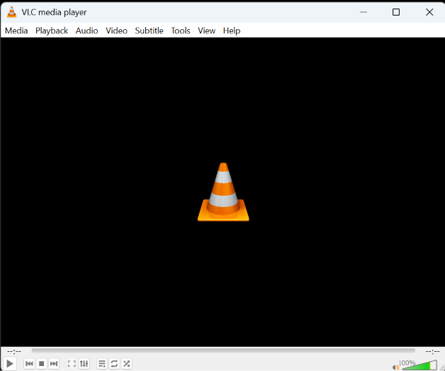VLC media player 3.0.24 main window with no media loaded